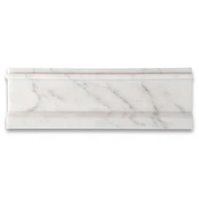 C03P Carrara White Marble 4x12 Plaza Trim Molding Baseboard Edging Polished