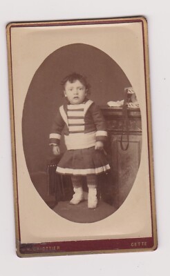 Photo CDV girl standing studio H. Griottier This young girl dress dress