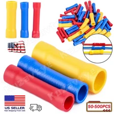 500/100x Fully Insulated Electrical Straight Butt Wire Connectors Crimp Terminal