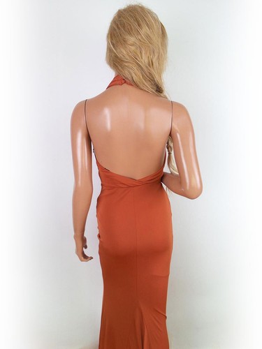 Mango T. S Naranja Larga Vestido bodycon Viscosa Sin mangas Lentejuelas - Imagen 3 de 5