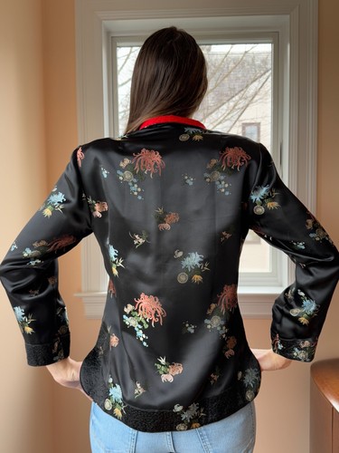 NEW OLD RED CHINESE TRADITIONAL CHINA REVERSABLE JACKET STUNNING FLOWERS SILK - Picture 13 of 19