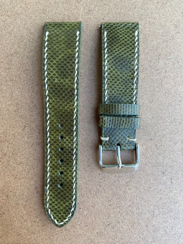 Moss Green Snake Leather Watch Strap Band, Size 16mm 18mm 20mm 22mm 24mm 26mm - Picture 2 of 11