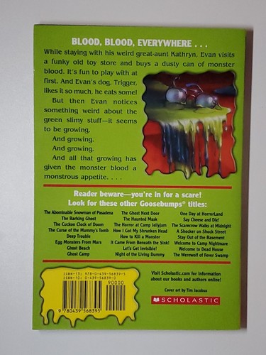 Goosebumps - Monster Blood - First Scholastic Printing Paperback 1992 - Picture 2 of 3