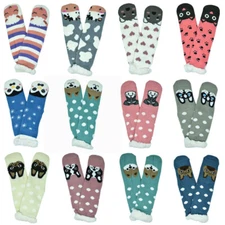 Women's Thick Nonskid Sherpa Fleece Lined Thermal Animal Fuzzy Slipper Socks LOT