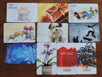 10 TESCO UK GIFT CARDS. COLLECTORS ITEM. NO VALUE. LOT 5
