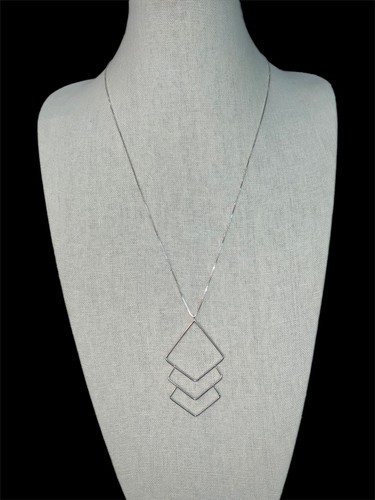 Silpada 925 Sterling Silver Triple Diamond Back Necklace Modernist Geometric - Picture 3 of 8