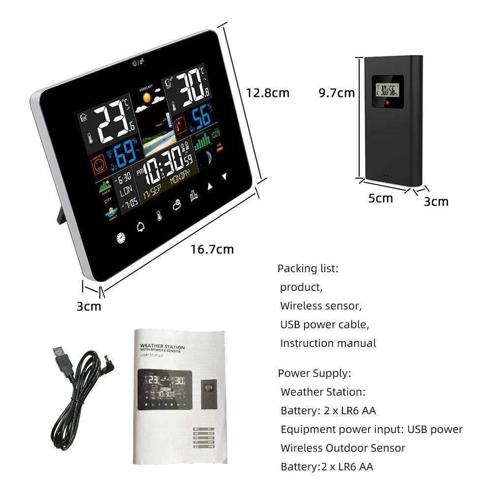 Alarm Clock Touch Screen Thermometer Hygrometer