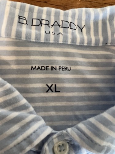 Meadow Brook Hunt Club B Draddy Golf Polo Shirt Mens Size XL Blue Striped Cotton - Picture 3 of 10