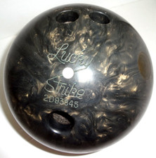 LUCKY STRIKE BOWLING BALL 15 lb 12.8 oz VINTAGE GOLD BLACK MARBLE SMOKE PATTERN