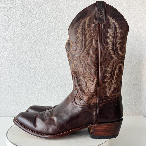 Rod Patrick Mens Cowboy Boots Size 13B Brown Goat Leather Western Round Toe - 第 4/12 張圖片