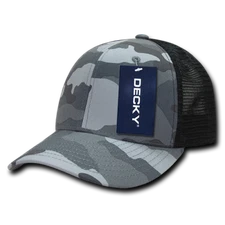 DECKY Snapback Hat 6 Panel Flat Bill Mesh Trucker Cap Camo Curved Visor NWT