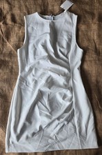 New Zara White Ruched Mini Dress - Size L