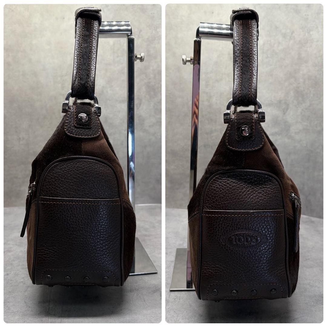 TOD’S Suede Shoulder Bag Rare Color Y2K Tod's Archive Haircalf Suede Shoulder Bag Brown Vintage Y2K Unisex