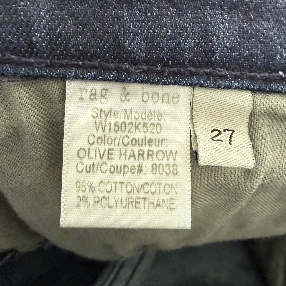 Pantalones de mezclilla para mujer Rag & Bone 27 tiro medio ajustados dobladillo crudo corte oscuro Foto 2 de 4