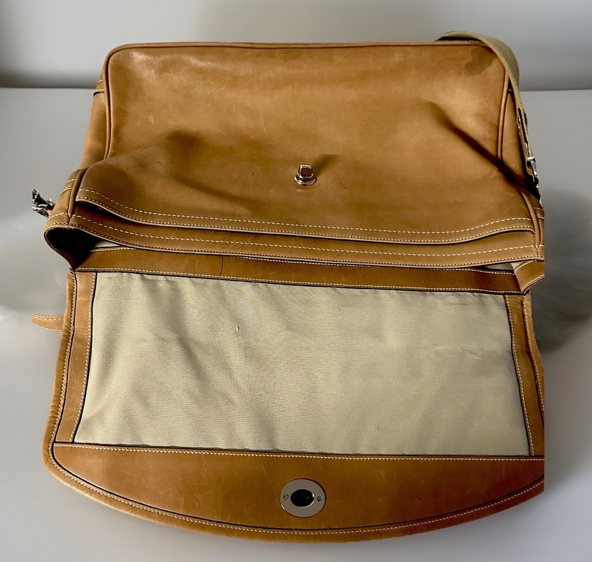 Coach Lexington Briefcase Tan Brown Leather Vintage 90's Turn Lock