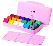 HIMI Gouache Paint Set, 18 Colors x 30ml Jelly Cup, Portable Case with Palette