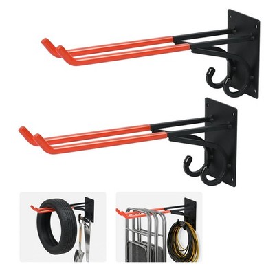 14'' Large Heavy Duty Garage Hooks,2 Pack Double-Layer Steel Wall Hook,Non-Sli...