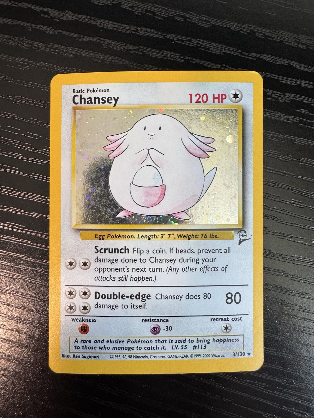 Pokémon TCG Chansey 3/130 Base Set 2 Holo Rare Card LP Condition