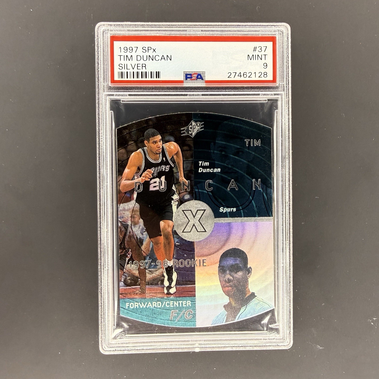 1997 SPx Tim Duncan Silver Rookie #37 PSA 9 Spurs HOF