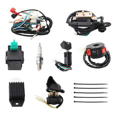 Full Electrics Wiring Harness Coil CDI Spark Plug Kits for 50cc 70cc 90cc 110cc