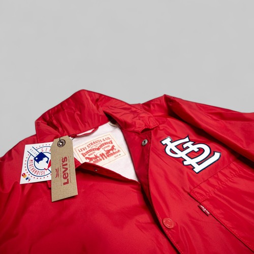 Saint Louis Cardinals Levi's Windbreaker Jacket Medium + Herschel Bag MLB Duffle - Picture 5 of 15