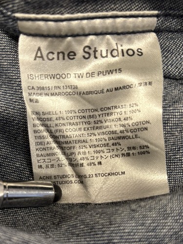 Acne Studios "Isherwood" Langarm Classic Fit Dunkelblau Denim Herren Gr. 48 - Bild 8 von 8