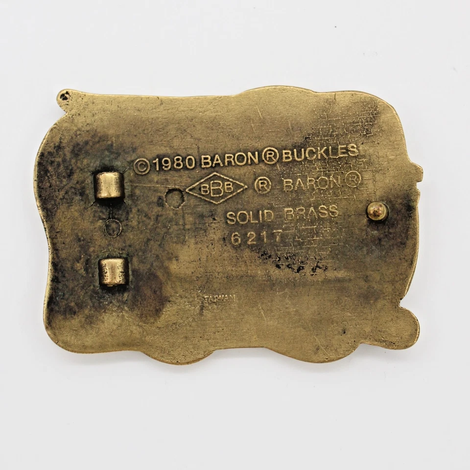 复古 1980 年电工纯色黄铜男爵扣 BBB #6217 商人阅读图片 — 第 2/4 张图片