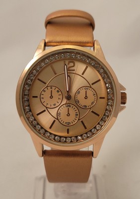 Unbranded Gold Tone Watch - Round Gold Tone Face, Gold Tone Faux Leather Band