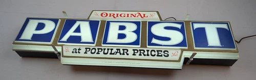 Vtg Original Pabst Blue Ribbon Beer Sign Light PBR At Popular Prices 36" x 11"