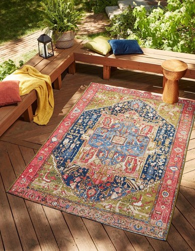Outdoor Traditional Collection Area Rug - Limon (2' x 3' Rectangle, Multi/ Red)