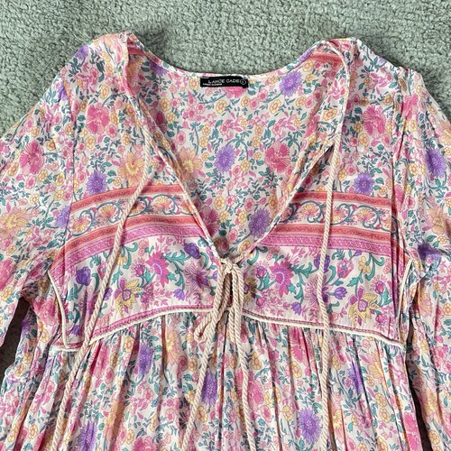 Maxi abito donna Lance Cade grande rosa floreale lungo nappa boho prateria cottage - Foto 2 di 11