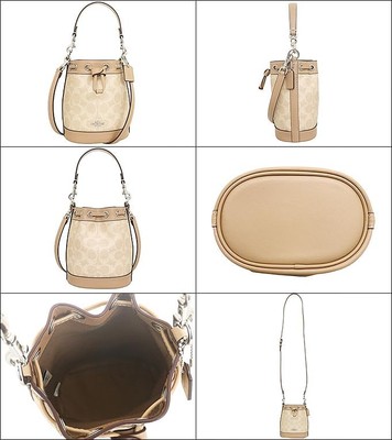 Coach] Mini Bucket Bag Signature Canvas CW299 SVPWH Sand/Taupe