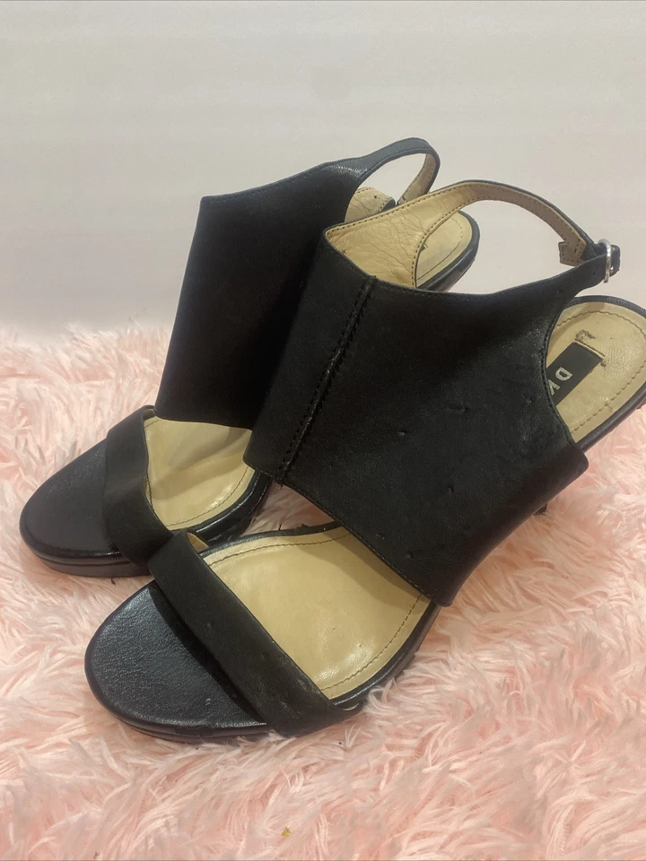 DKNY High Heels Ankle Strap Size 9.5 Black 100% Leather Dress Sandals - Image 2 of 4