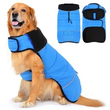 Windproof Warm Fleece Lined Winter Dog Puffer Jacket 2XL Blue
