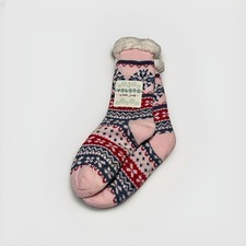NWT Sherpa Lined Fair Isle Slipper Socks Women's One Size 9-11 Valentines/winter