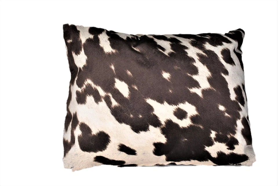 faux fur animal print cowhide brown black beige decorative throw pillow - Image 2 of 4