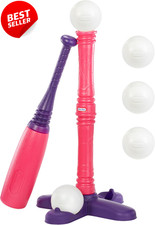 Pink T-Ball Set Toddler Baseball Trainer 5 Balls Ages 18 Months - US
