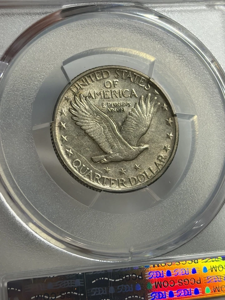 Cuarto de cuarto Standing Liberty 1917 tipo 2 graduación profesional detalle AU variedad más dura Foto 4 de 4