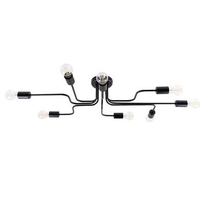 Industrial Kronleuchter VECTOR 8 8-flammig Stahl Schwarz E27 LED SOLLUX LIGHTING