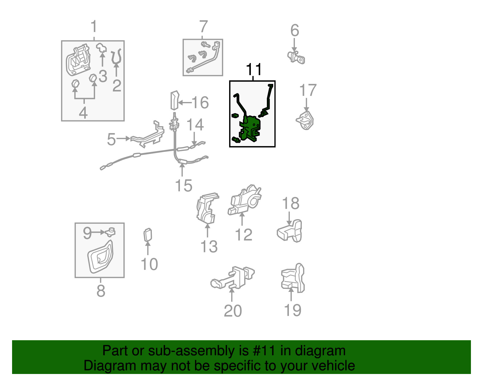 2006-2014 HONDA RIDGELINE LEFT (DRIVER) FRONT Lock Assembly (72152-SJC-A01)