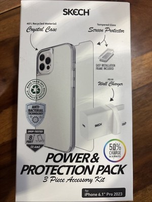 Skech (iPhone 15 PRO) Clear Case + Tempered Screen Protector + USB C 30W Charger