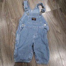 Oshkosh B'Gosh Size M Overalls Bibs Blue White Striped Conductor