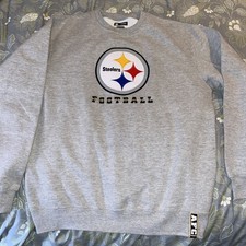 Pittsburgh Steelers Pullover Crewneck Sweatshirt Gray Embroidered Medium