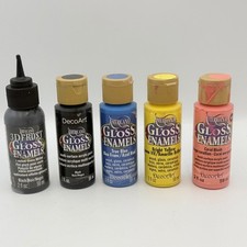 DecoArt Americana Gloss Enamels Paint Set 5pc 2oz Multi-Surface Glass Ceramic