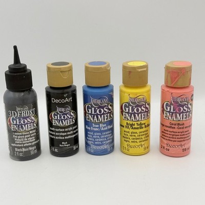 DecoArt Americana Gloss Enamels Paint Set 5pc 2oz Multi-Surface Glass Ceramic