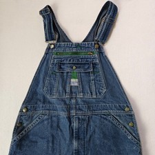 Liberty Overalls Bib Design Mens Sz 40 X 32 Green Front Blue Denim