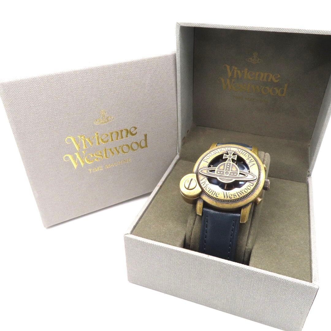 Vivienne Westwood Cage Chronograph Watch Gold Case Men's Leather Strap Used image 2
