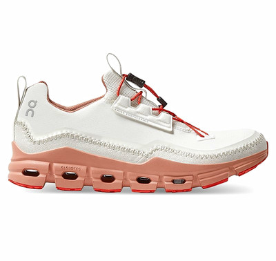On Cloudaway Women s White/Pink/Red Solid Low Top Lace-Up Athletic Sneakers