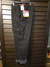 Wrangler Mens Fleece Lined Relaxed Fit Cargo Black Cotton Pants Size 42x30 NWT