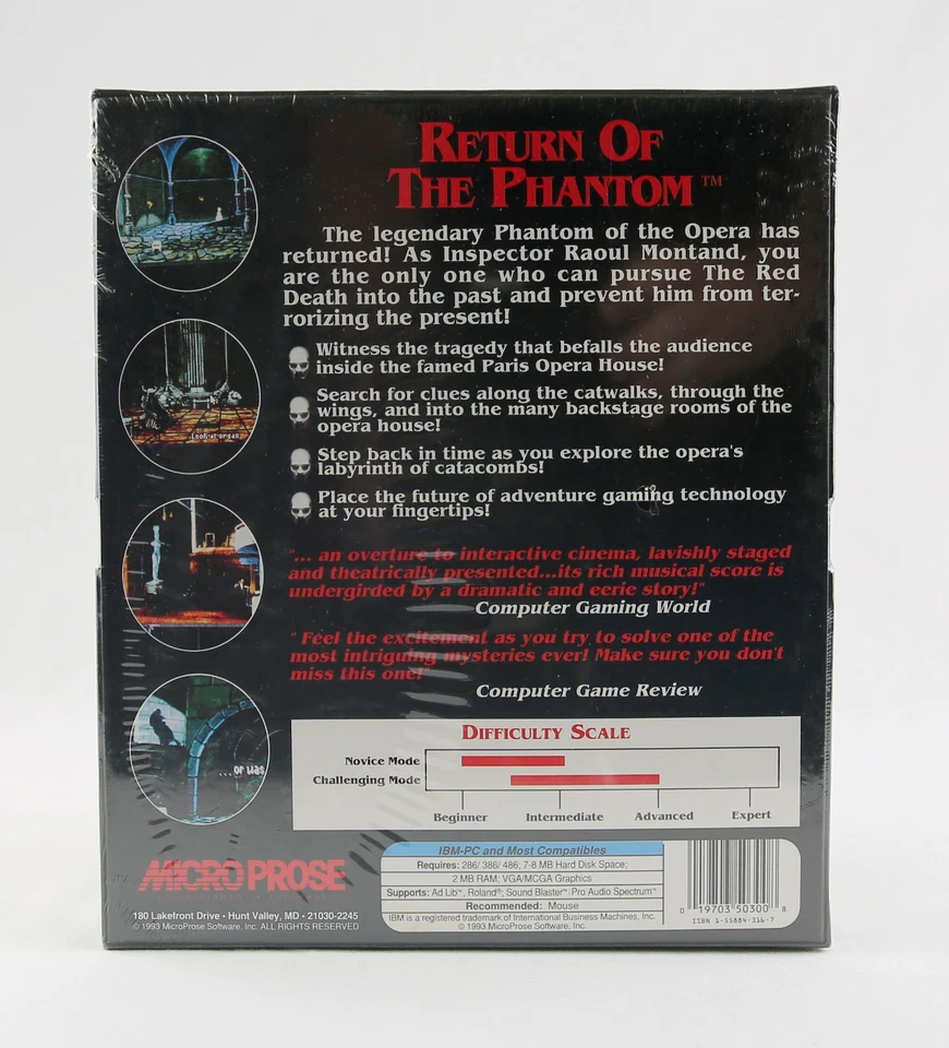SEALED 1993 Return of the Phantom Microprose Big Box PC - Image 2 of 4
